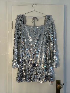 Cider Silver Sequin Mini Dress